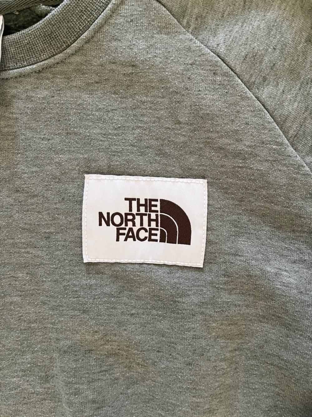 The North Face Sage Green Crew Sweatshirt with Logo Patch - Picture 3 of 3